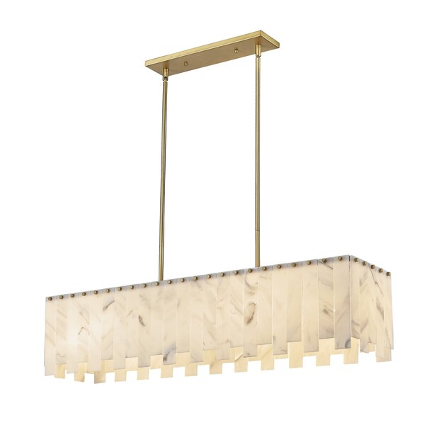 Viviana Linear Chandelier, 7-Light, 11.5 In.W X 49 In.L X 11.5 In.H, Rubbed Brass/Alabaster